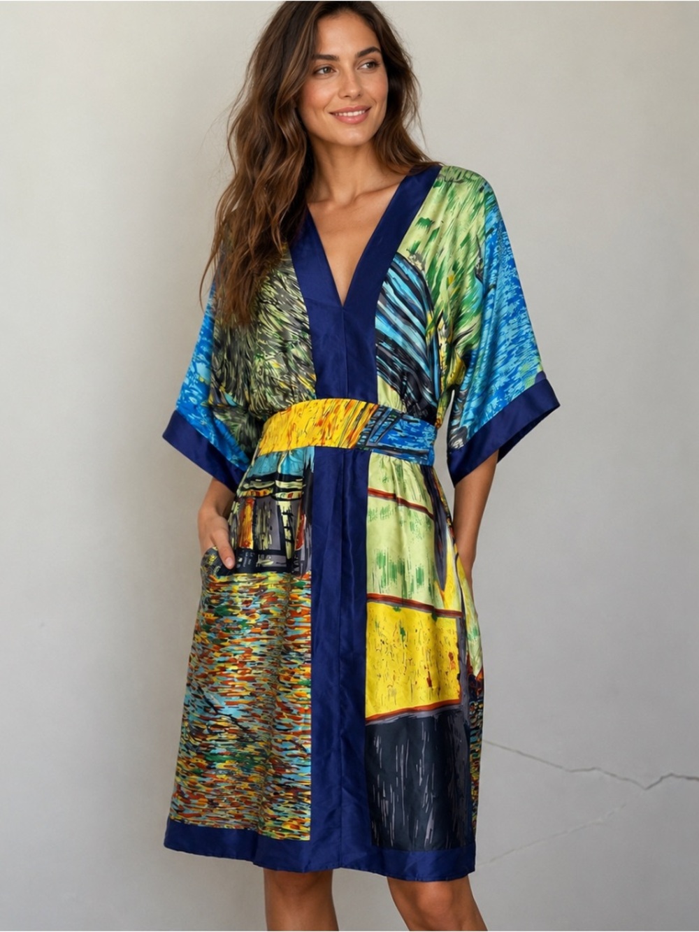 YASB Silk Kimono Tunic Dress ~ Museum Collection ~ Van Gogh "Night Cafe"